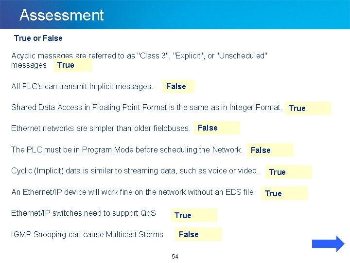 Assessment True or False Acyclic messages are referred to as "Class 3", "Explicit", or