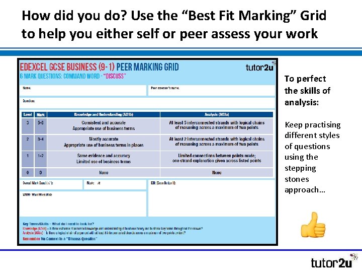 How did you do? Use the “Best Fit Marking” Grid to help you either