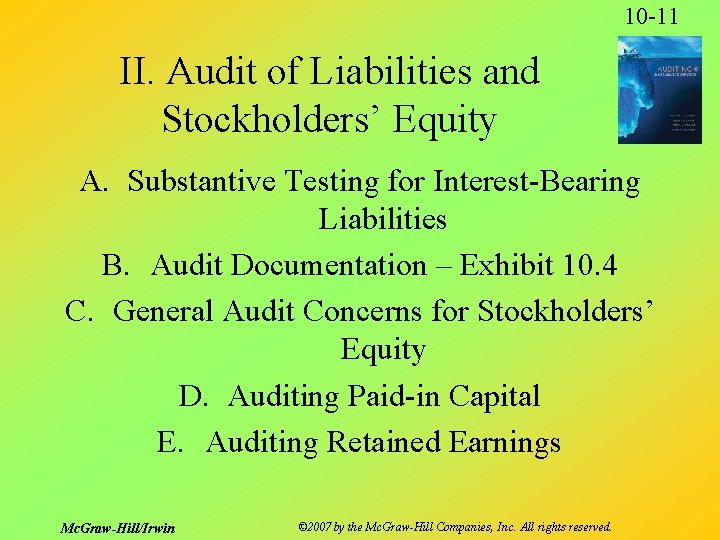 10 -11 II. Audit of Liabilities and Stockholders’ Equity A. Substantive Testing for Interest-Bearing