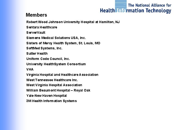Members Robert Wood Johnson University Hospital at Hamilton, NJ Sentara Healthcare Server. Vault Siemens