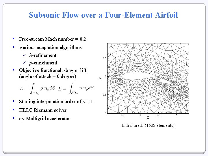 Subsonic Flow over a Four-Element Airfoil • Free-stream Mach number = 0. 2 •