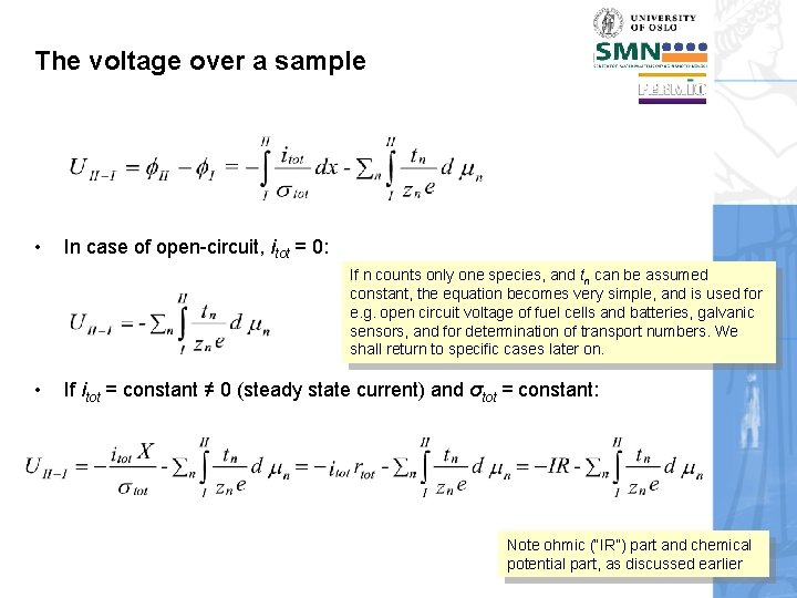 The voltage over a sample • In case of open-circuit, itot = 0: If