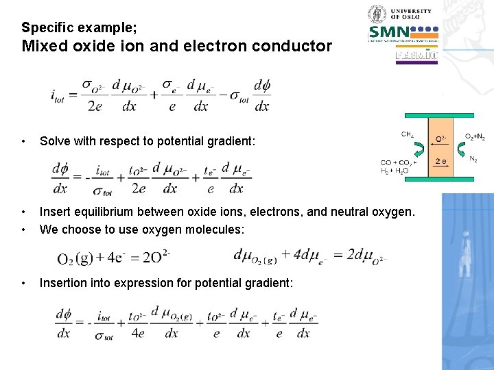 Specific example; Mixed oxide ion and electron conductor • Solve with respect to potential