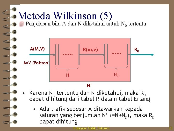 Metoda Wilkinson (5) 4 Penjelasan bila A dan N diketahui untuk N 0 tertentu