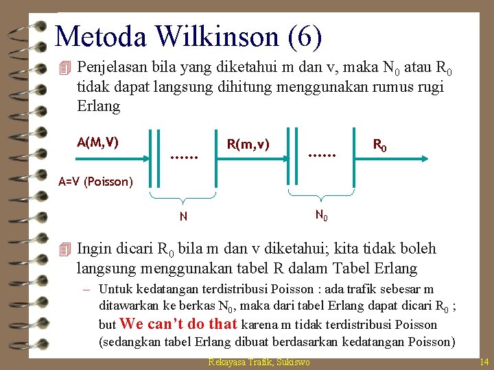 Metoda Wilkinson (6) 4 Penjelasan bila yang diketahui m dan v, maka N 0