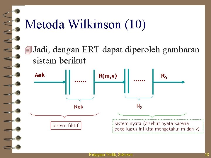 Metoda Wilkinson (10) 4 Jadi, dengan ERT dapat diperoleh gambaran sistem berikut Aek ……