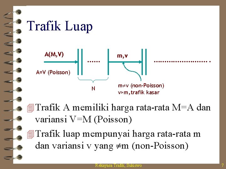 Trafik Luap A(M, V) …… m, v …………. . A=V (Poisson) N m v