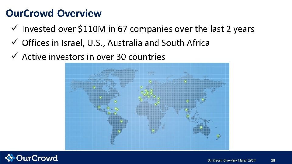 Our. Crowd Overview ü Invested over $110 M in 67 companies over the last