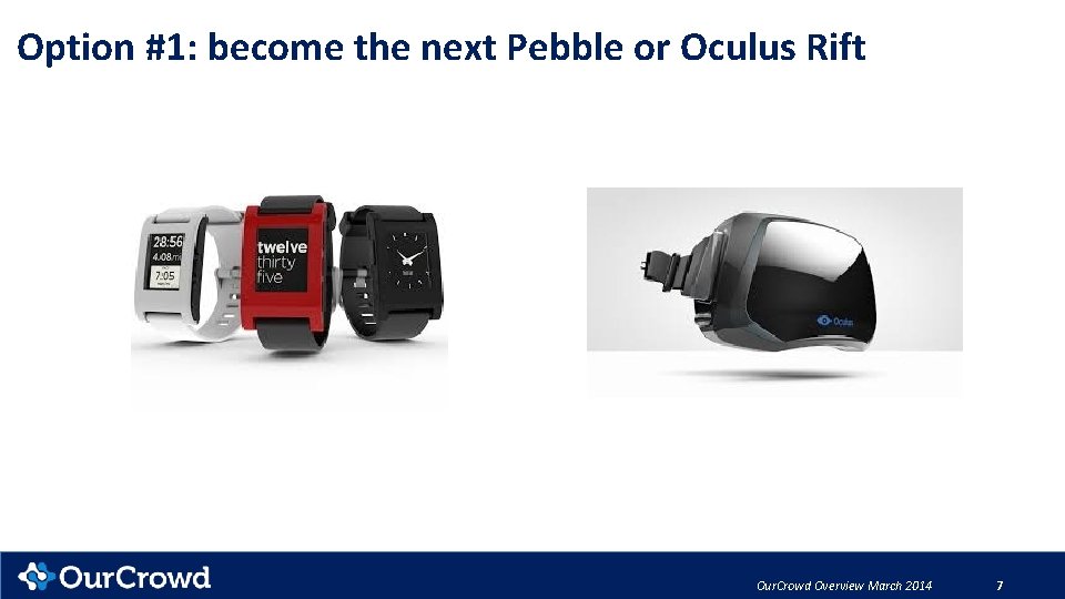 Option #1: become the next Pebble or Oculus Rift Our. Crowd Overview March 2014