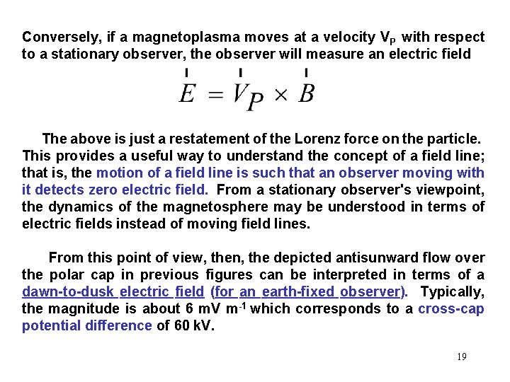 Conversely, if a magnetoplasma moves at a velocity VP with respect to a stationary