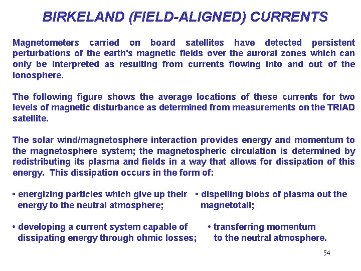 BIRKELAND (FIELD-ALIGNED) CURRENTS Magnetometers carried on board satellites have detected persistent perturbations of the