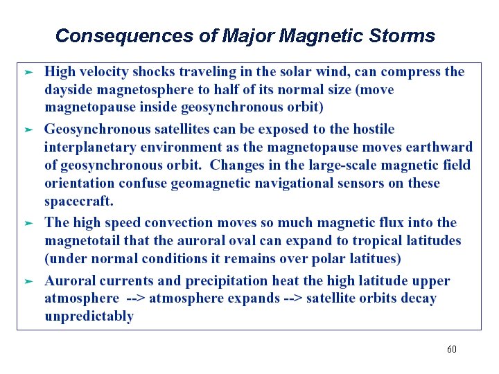 Consequences of Major Magnetic Storms 60 Consequences of Major Magnetic Storms 60