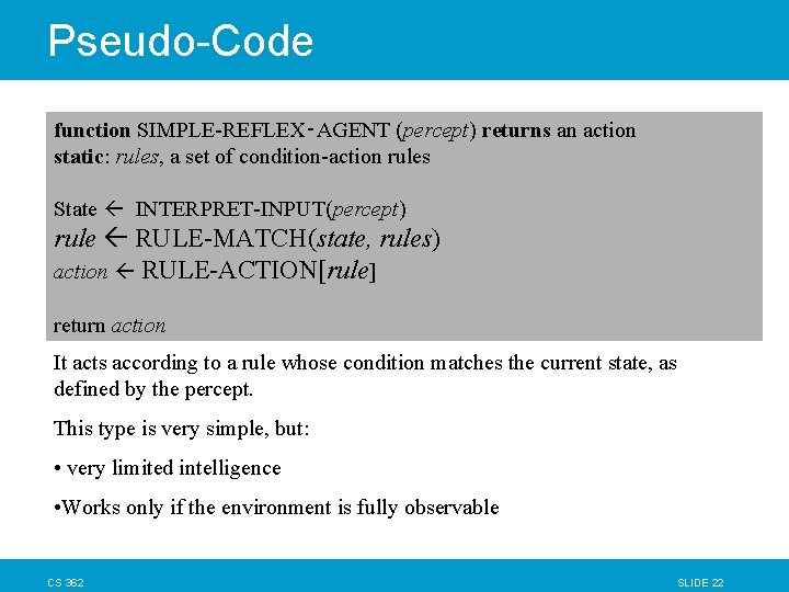 Chapter 2 Intelligent Agents Cs 362 Slide 1