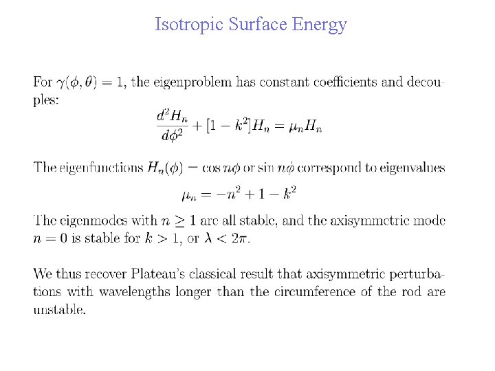 Isotropic Surface Energy 