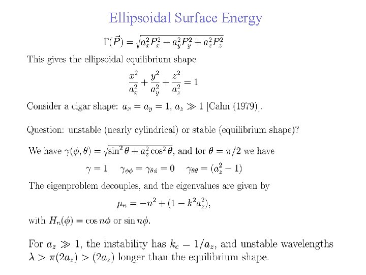 Ellipsoidal Surface Energy 