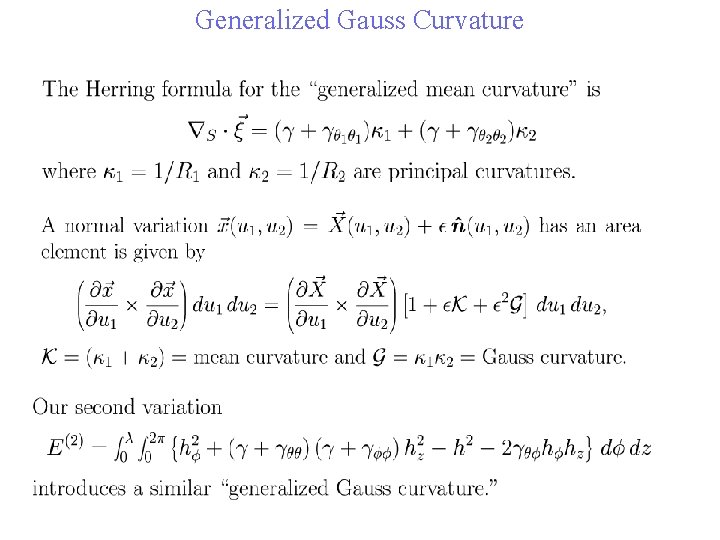 Generalized Gauss Curvature 