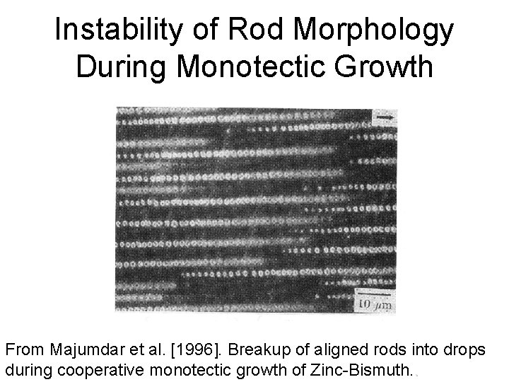 Instability of Rod Morphology During Monotectic Growth From Majumdar et al. [1996]. Breakup of