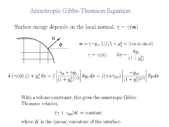Anisotropic Gibbs-Thomson Equation 