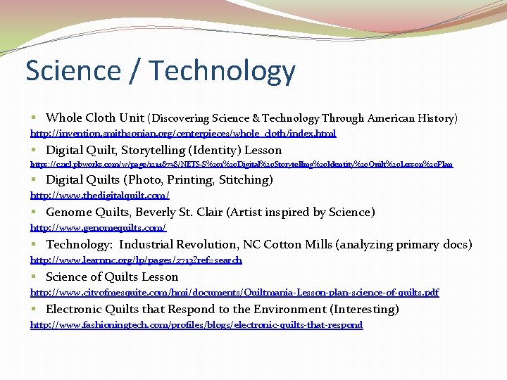 Science / Technology § Whole Cloth Unit (Discovering Science & Technology Through American History)