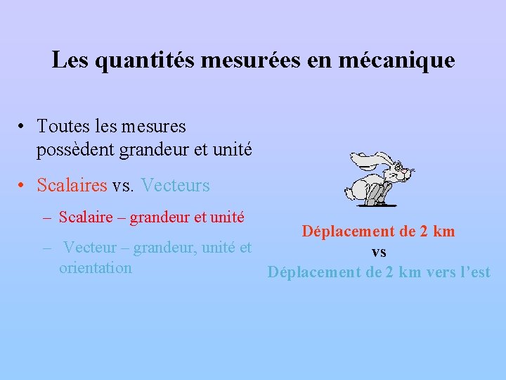 Les quantités mesurées en mécanique • Toutes les mesures possèdent grandeur et unité •