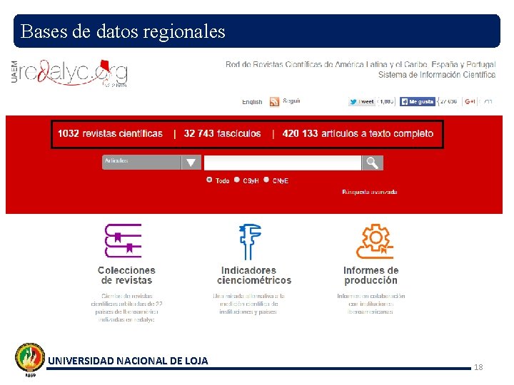 Bases de datos regionales UNIVERSIDAD NACIONAL DE LOJA 18 