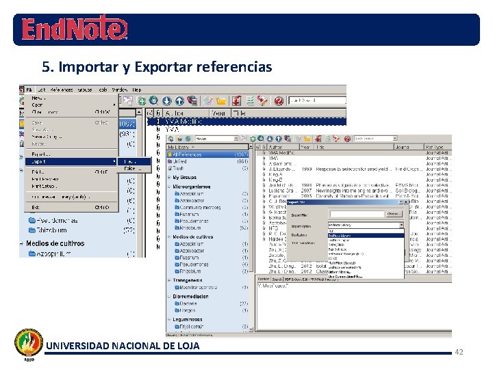 5. Importar y Exportar referencias UNIVERSIDAD NACIONAL DE LOJA 42 