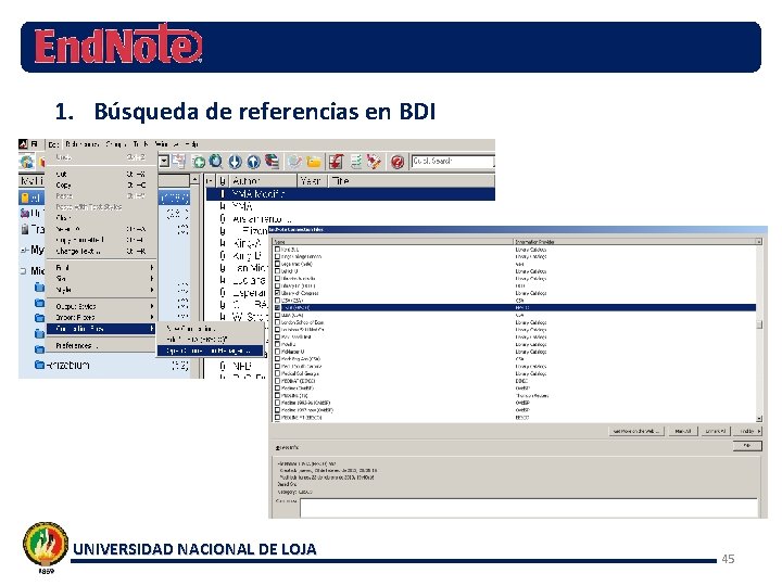 1. Búsqueda de referencias en BDI UNIVERSIDAD NACIONAL DE LOJA 45 