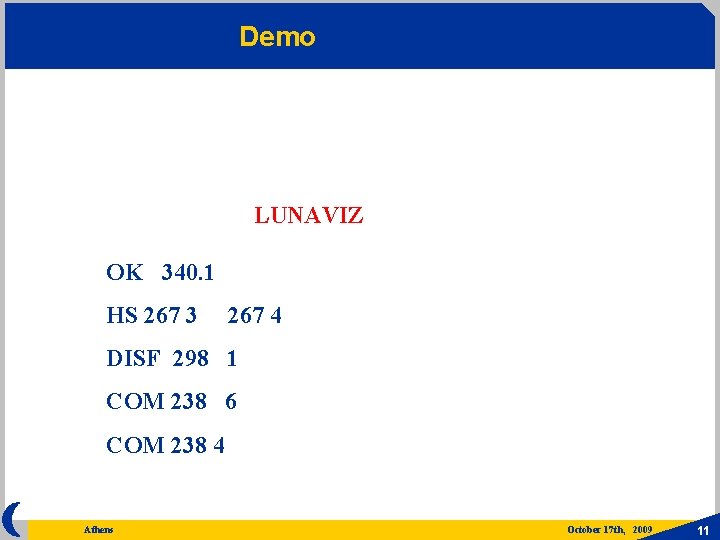 Demo LUNAVIZ OK 340. 1 HS 267 3 267 4 DISF 298 1 COM