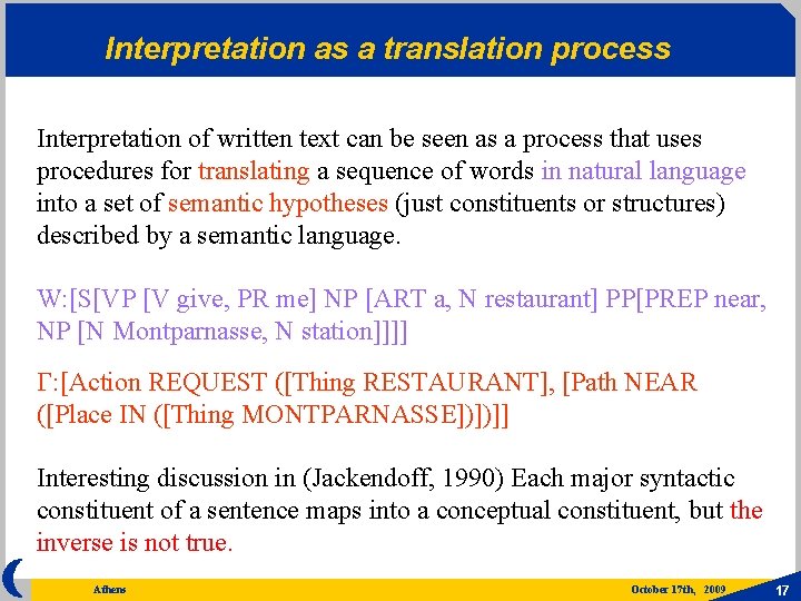Interpretation as a translation process Interpretation of written text can be seen as a