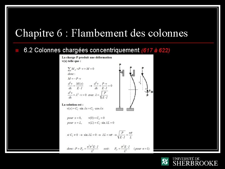 Chapitre 6 : Flambement des colonnes n 6. 2 Colonnes chargées concentriquement (617 à