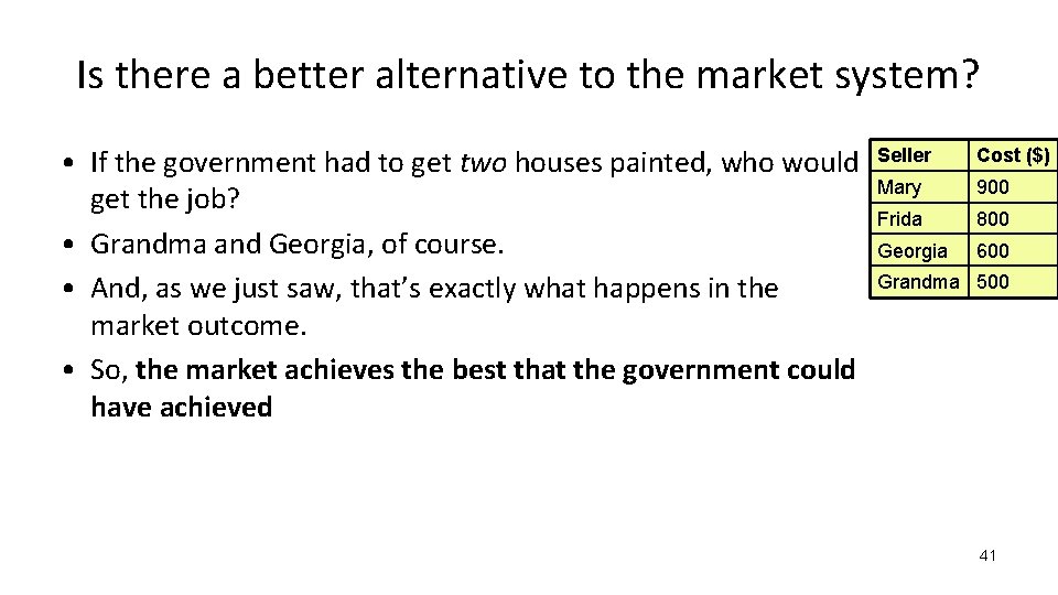 Is there a better alternative to the market system? • If the government had