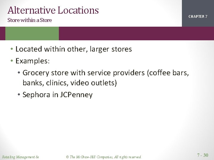 Alternative Locations Store within a Store CHAPTER 1 2 7 • Located within other, Alternative Locations Store within a Store CHAPTER 1 2 7 • Located within other,