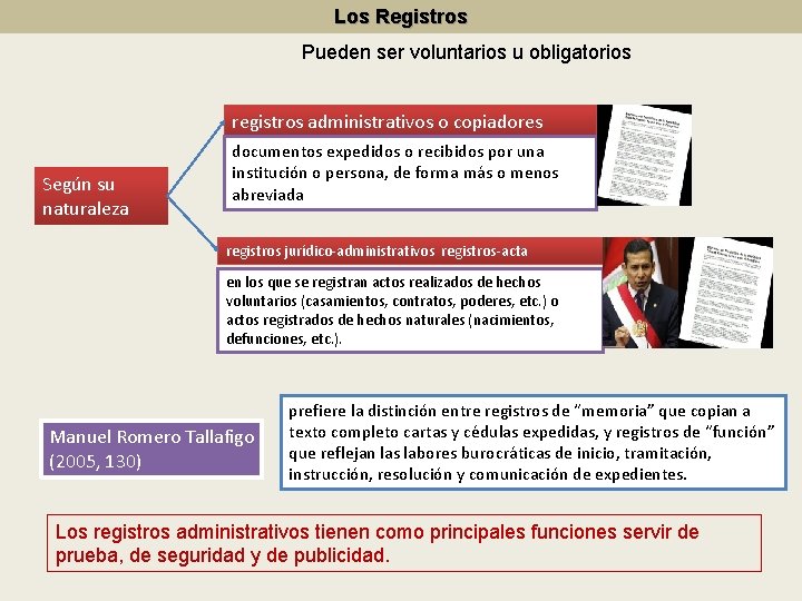 Los Registros Pueden ser voluntarios u obligatorios registros administrativos o copiadores Según su naturaleza