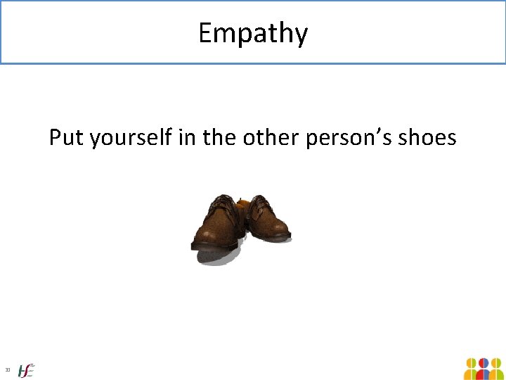 Empathy Put yourself in the other person’s shoes 31 