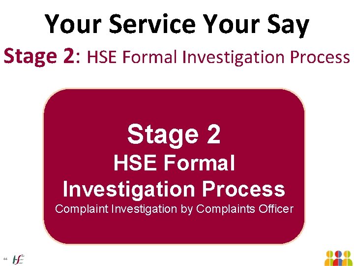 Your Service Your Say Stage 2: HSE Formal Investigation Process Stage 2 HSE Formal