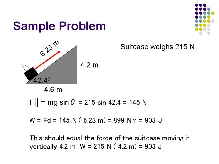 Sample Problem 23 6. m Suitcase weighs 215 N 4. 2 m 42. 40