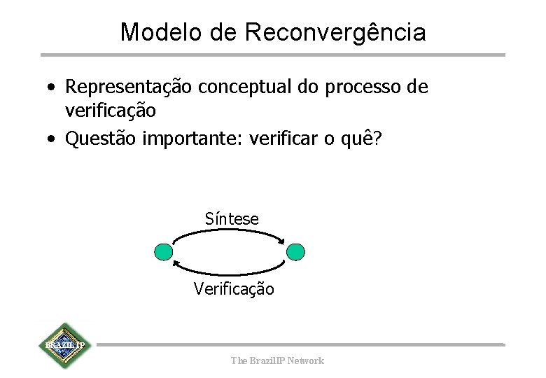 Modelo de Reconvergência • Representação conceptual do processo de verificação • Questão importante: verificar