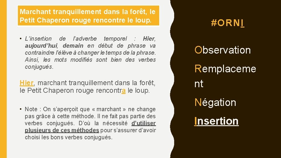 Marchant tranquillement dans la forêt, le Petit Chaperon rouge rencontre le loup. • L’insertion