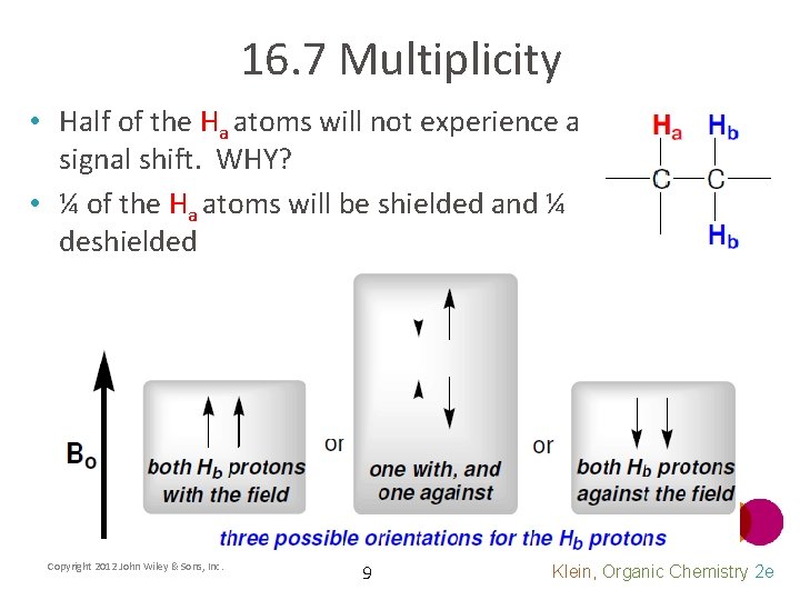 16. 7 Multiplicity • Half of the Ha atoms will not experience a signal