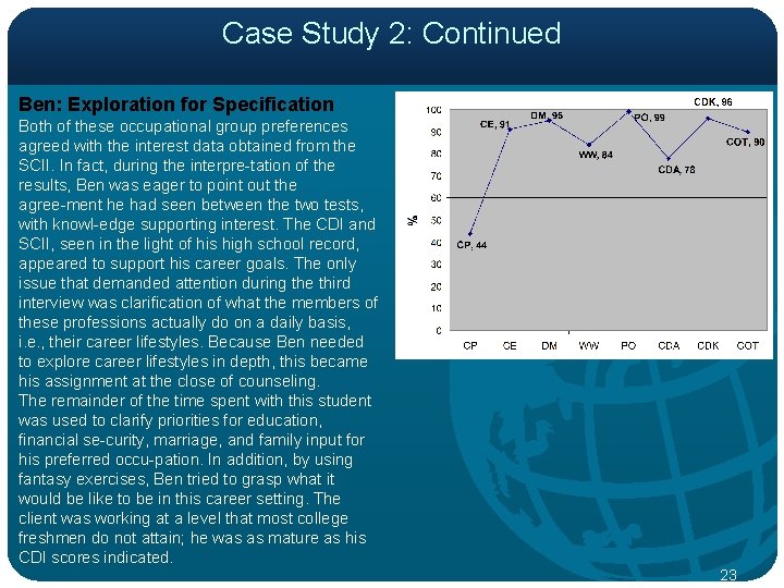 Case Study 2: Continued Ben: Exploration for Specification Both of these occupational group preferences