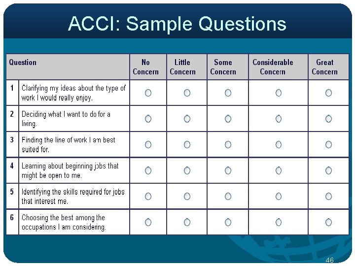 ACCI: Sample Questions 46 