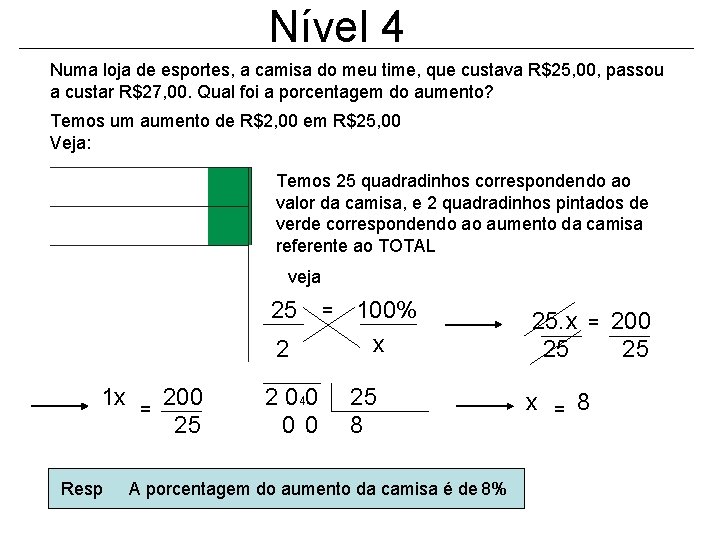 Nível 4 Numa loja de esportes, a camisa do meu time, que custava R$25,