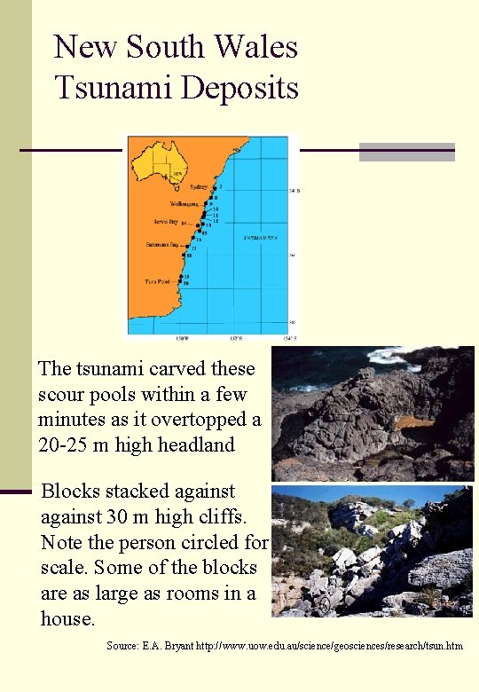 New South Wales Tsunami Deposits The tsunami carved these scour pools within a few