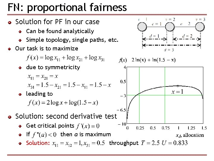 FN: proportional fairness Solution for PF in our case Can be found analytically Simple