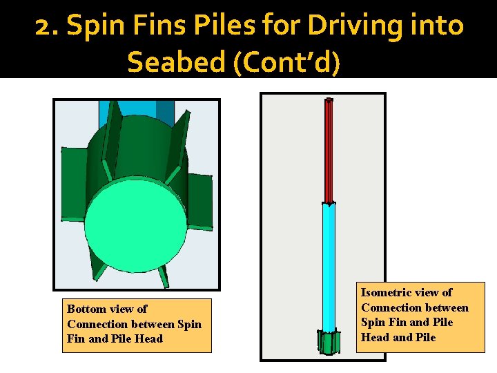 2. Spin Fins Piles for Driving into Seabed (Cont’d) Bottom view of Connection between