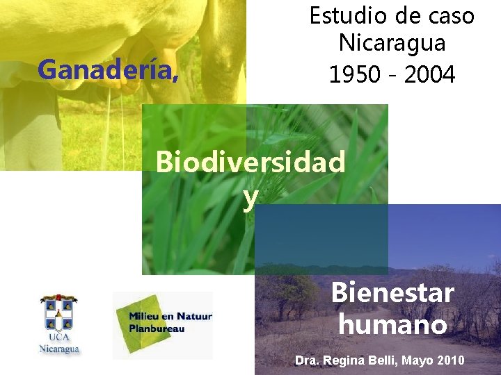 Ganadería, Estudio de caso Nicaragua 1950 - 2004 Biodiversidad y Bienestar humano Dra. Regina