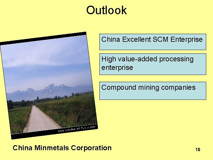 Outlook China Excellent SCM Enterprise High value-added processing enterprise Compound mining companies China Minmetals