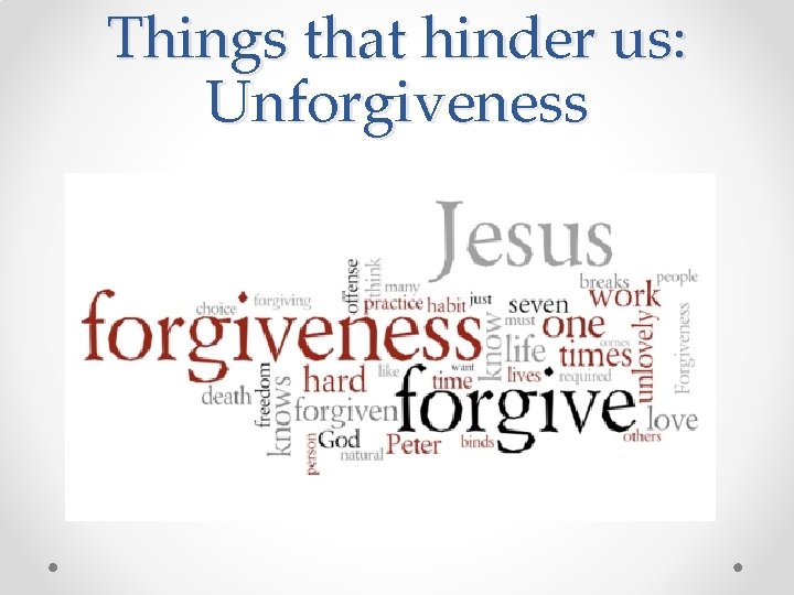 Things that hinder us: Unforgiveness 