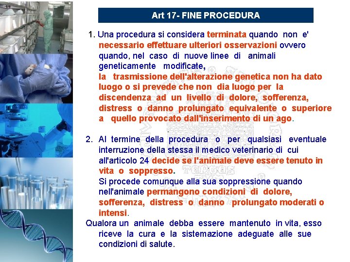 Art 17 - FINE PROCEDURA 1. Una procedura si considera terminata quando non e'