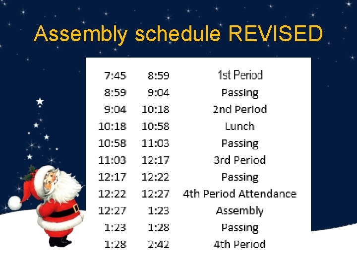 Assembly schedule REVISED 